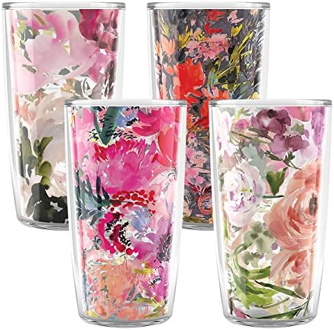 Изкуство, музика, Направено в САЩ, Изолиран чаша Kelly Ventura Floral Collection С двойни стени Запазва Напитките студени