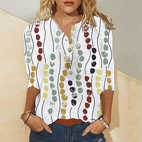 DSFVUS Дамски Блузи, Модни Тениска С Графичен Принтом, Блуза, с Къс Ръкав, Копчета и Копчета, Кръгъл Отвор, Ежедневни Риза