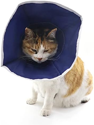 QIYADIN Мек Нашийник за възстановяване на котки Cat държавен изпит E Collar От Нетъкан текстил Elizabethan Collar Линии-Защитно зарастване на рани, Специално разработен за котки и м