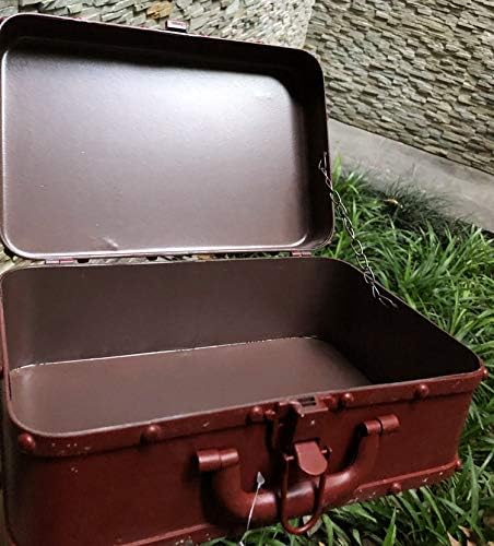 Малка метална кутия за съхранение на Anncus ръчно изработени в селски стил ретро (Цвят: бял)