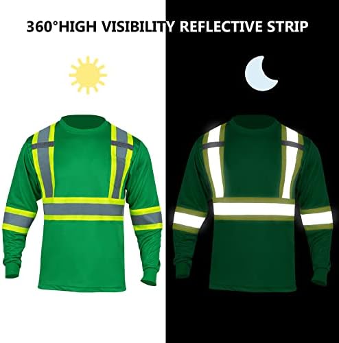 Мъжки защитни Ризи с Висока Видимост FONIRRA, Светоотражающая Тениска ANSI Клас 2 с Дълъг Ръкав Hi Vis За Строителни