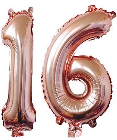 40 инча Розова Фолио, 16 Хелий Гигантски Балони с Цифрови Номера, Украсата на 16-ти Рожден Ден за Момичета или Момчета, сладки Аксесоари За Парти на 16, Рождени дни