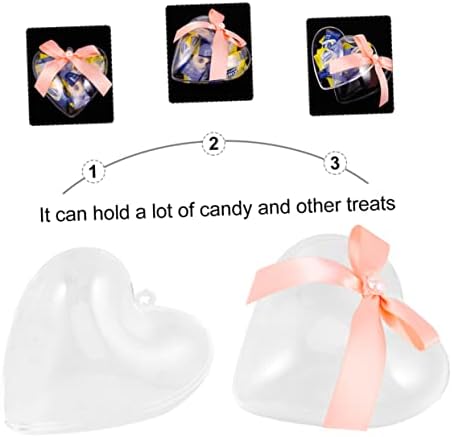 Abaodam 5 бр. Прозрачна Кутия Бонбони за Сватба във формата на сърце, Контейнери за шоколадови подаръци, Подарък кутия за