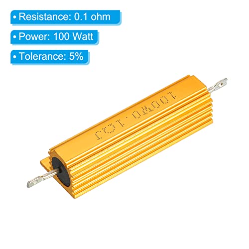 Резистор PATIKIL 100 W 0,1 Ω в алуминиев корпус, 2 комплекта Резистори В Алуминиев корпус, Корпус С Тел, Резистори, Резистор хранене с винтовым да се откажете, Златни