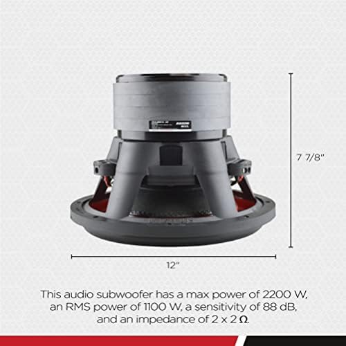 AudioPipe TXX-BDC4-12Г 12-Инчов Висококачествен Субуфер с мощност 2200 W с двоен 2-Омным DVC За кола, черен