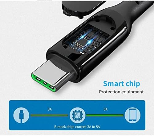 Кабел BoxWave е Съвместима с ASUS Chromebook C424 - Кабел PowerDisplay PD (6 фута) - USB-C-USB-C (100 W), led дисплей, 6 Фута кабел в найлонов оплетке за ASUS Chromebook C424 - черно jet black