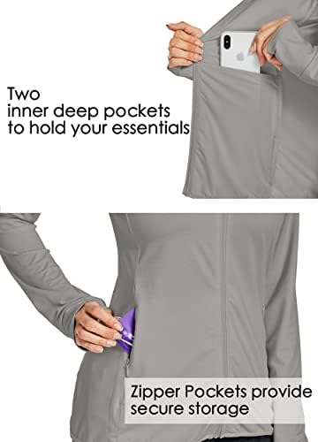 Willit Дамски Ризи с дълъг ръкав UPF 50 + Солнцезащитная Яке SPF Ризи За Джогинг Туризъм Спортна UV-Яке Лека