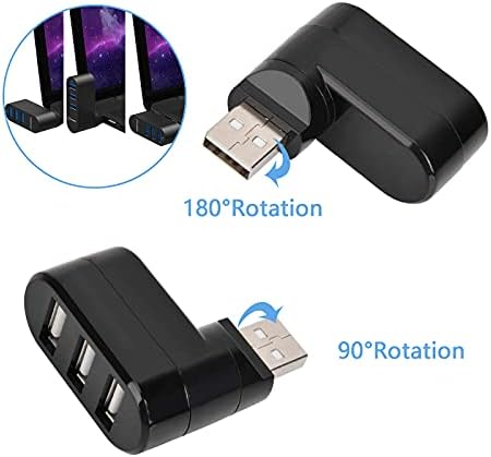 USB-хъб, хъб USB 2.0, 3-Портов USB сплитер, Компактен Преносим USB-хъб с възможност за завъртане на 3порта, зарядно устройство