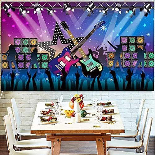 Аксесоари за Декорация на караоке партита, Голям Текстилен Банер за парти в стила на рок-енд-Рол, на Фона на парти в стила на рок-енд-Рол, 72,8 x 43,3 инча