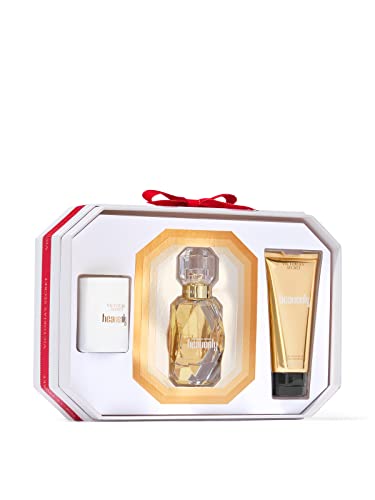 Подаръчен комплект луксозни аромати на Victoria ' s Secret Heavenly от 3 теми: 1,7 грама. Парфюм вода, Лосион за пътуване и Свещ