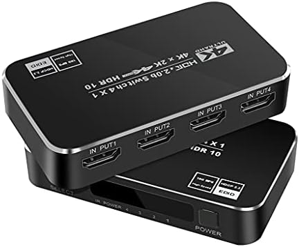 Преминете RENSLAT HDMI 2.0 HDR 4K 60Hz HDMI Switcher 4 in 1 Out с дистанционно разветвителем HDMI Switch (Цвят: както е показано, размер: един размер)