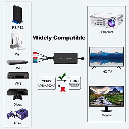 Конвертор Dingsun Компонент към HDMI Женски конвертор ypbpr компонент към HDMI Поддържа 720P/1080P HD ТВ, DVD-плейър,