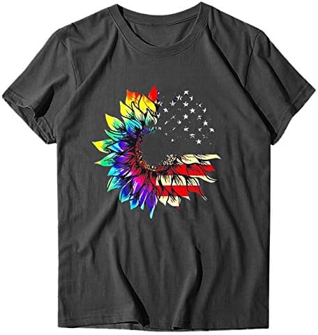 Женска тениска с Американския флаг, на 4 юли, Патриотическая Тениска С кръгло деколте и Къс ръкав, Блузи, Ежедневни