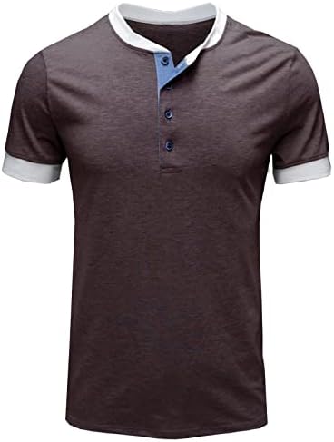 Мъжки Ежедневни Ризи Хенли, Летни Блузи с Къс ръкав, Однотонная Ежедневни Риза Дядовци, Основни Прости Тениски с Копчета