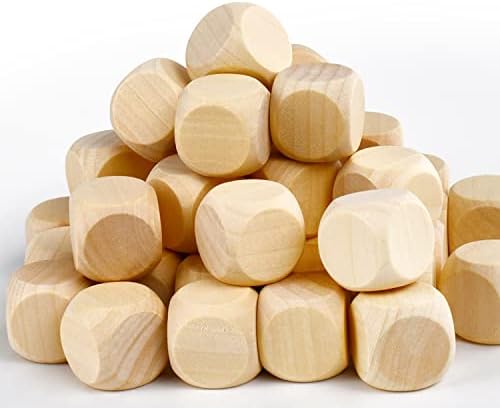 Празни Дървени Кубчета 1 инч 30ШТ Непълни Квадратни Блокове 25 мм Малки Дървени Кубчета със Заоблени Ъгли, за да Работи със Собствените си ръце