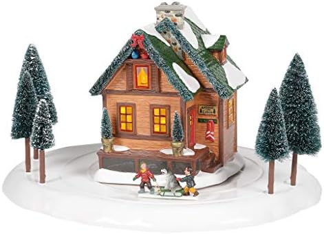 Отдел 56 Оригиналната Хижа Зимна Страна на Чудесата Snow Village, Анимирани Сграда с Подсветка и Набор от аксесоари, 8,66