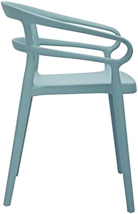 Светло синьо маса за хранене, стол Basics с извита облегалка - комплект от 2-те стола от висококачествена пластмаса