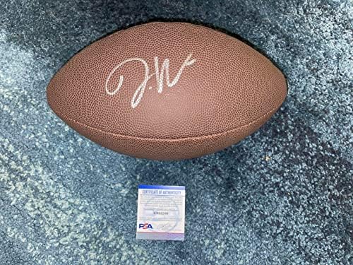 Джейлен Уодъл Подписа договор с новак Футбол NFL Маями Делфините PSA / DNA #2 - Футболни топки колеж с автограф