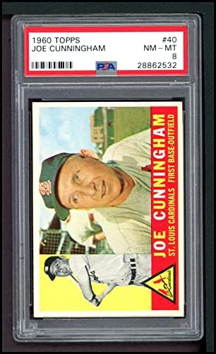 1960 Topps # 40 Джо Кънингам Сейнт Луис Кардиналс (Бейзболна картичка) PSA PSA 8.00 Кардиналс