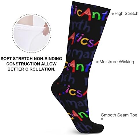 Чорапи с Принтом Математически Выходок, Подходящи По Цвят, Спортни Чорапи до Коляно за Жени и Мъже