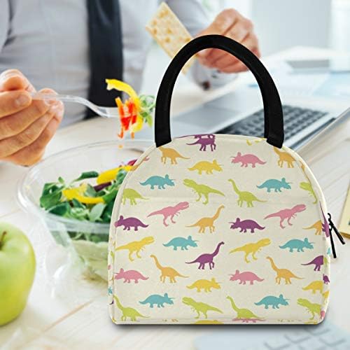 Случайна чанта за обяд Дамски - Цветен Динозавър, Голяма Запечатани Кутия за Обяд с плечевыми ремъци за работещи Жени