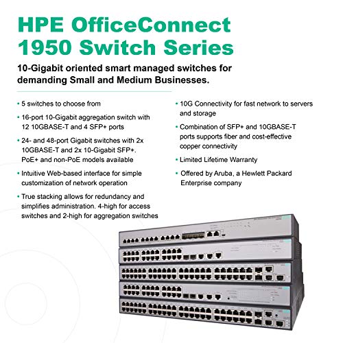 Интелигентен превключвател HPE OfficeConnect 1950 с 48 порта-48xGE|2xSFP+|2x10GBASE-T (JG961A#ABA)
