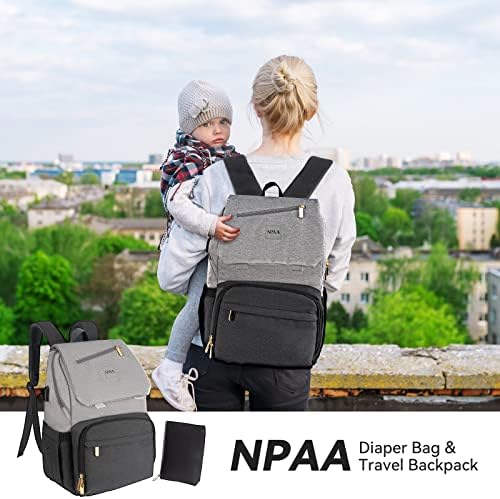 Раница-чанта за памперси NPAA, Голям Капацитет и Водоустойчив Пътен раница за мама и татко, с Косметичкой / USB порт