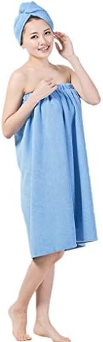 Жена Супер Меко Впитывающее Спа кърпа LifeWheel от Микрофибър, Кърпи за баня, Обвиване на тялото с Шапочкой за Душ за Суха Коса (Светло синьо)