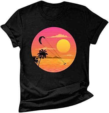 Слънчеви ризи за Жени Sunshine Seagull Graphics Тениска с Къс Ръкав Летни Почивки, Тениски, Потници