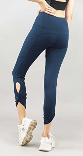Задължителните женски Чорапогащник с висока засаждане/Панталони за йога/Гамаши, с джобове, 4 Начина на Обвързване на Еластичен