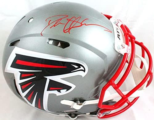Автентичен каска Deion Sanders с автограф Соколи F/S Flash Speed-Холограма на BAW - Каски NFL с автограф