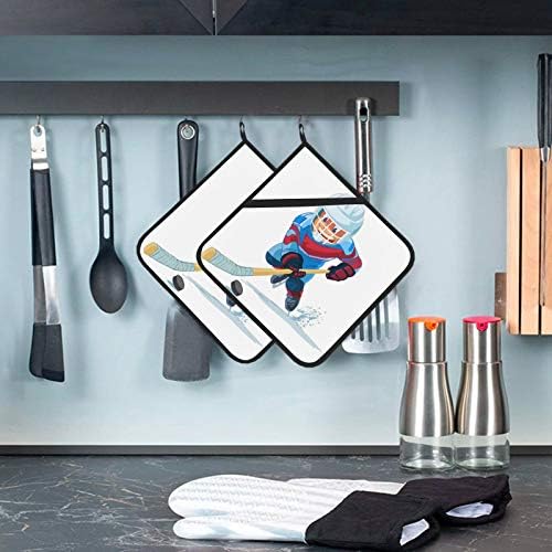 Квадратни кухненски ръкавици за любителите на хокей на лед хокей, Топлоустойчиви кухненски ръкавици за Кухня,