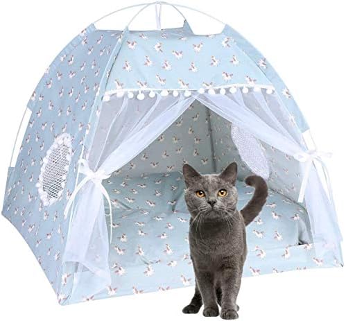 . Име на цвят: син, Името на размер: L, Палатка за домашни любимци, Свалящ Легло-палатка за котки, Преносим Легло-Палатка