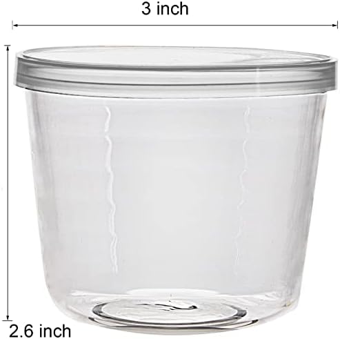 yarlung 9 Опаковки Малки Стъклени Купички с Пластмасови Капаци, Прозрачни пластмасови Чаши за Пудинг с 6,8