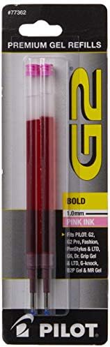 Гел мастило PILOT G2 за химикалки, мазна точка, розово мастило, 2 опаковки (77362)