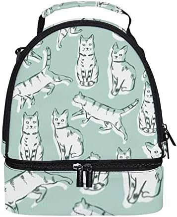 Здрав преносим двупластова чанта за хранене Vector Cats с бесшовным модел, обяд-бокс на раменна рамо, подходящ
