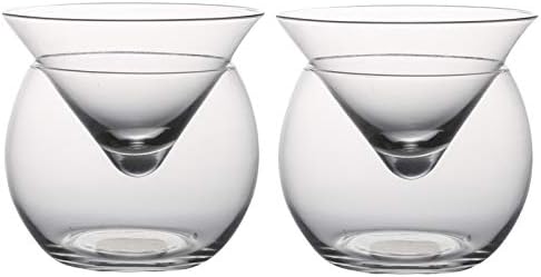 NBSXR -Комплект Чаши за коктейли, Двоен Стъклен Триъгълник с Основа, Хладилен бар на Чаша за Коктейл, Чаша за Молекулярна