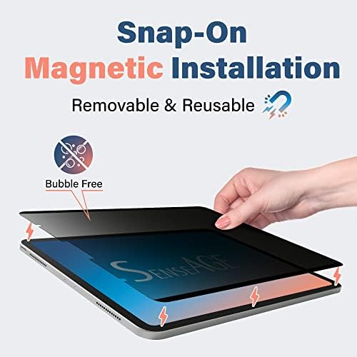 Защитно стъкло SenseAGE Magnetic за iPad Privacy Screen Protector за iPad Pro 12,9 см поколение 2018/2020/2021, Антирефлексно,