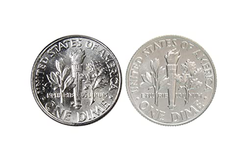 1963 D & 1970 D Десятицентовик Рузвелт 10В Превъзходна Детайлност на Албум Скъпоценен Камък е Рядък Избор на Банка Силен Комплект от 2 монети BU 90% Сребро Блестящ Необращен?
