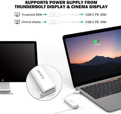 Адаптер ELECJET AnyWatt C USB, съвместим със зарядно устройство MacBook MagSafe, Конвертор Type-C в MagSafe