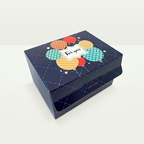 Подарък кутия с Взрывающимся Конфети FETTIPOP Направи си сам (тъмно синьо) 7,1x5,5x4,3 инча, Подарък Кутия с Конфети-изненада
