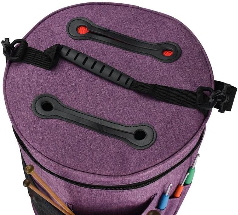 LUKEO Вязаная Чанта За съхранение Чанта за плетене на една Кука Прежди Вязаная Чанта-Тоут Чанта За съхранение на топки от Прежда (Цвят: черен)