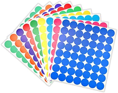 GILLRAJ 2520 бр. Стикери с цветови кодове, кръг на Точки, празен, размер 3/4, 9 Ярки цветове, за офис на учебните часове, за забавление на деца