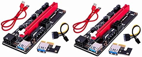 Конектори PCI-E Pcie Странично 009 Express от 1X до 16x Удължител PCI E USB Странично 009S Двойна 6Pin Карта-адаптер SATA 15pin за майнинга БТК Миньор - (CN, дължина на кабела: 0.6 м, цвят: 2 бр.)