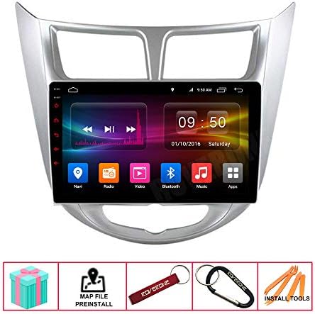 RoverOne Кола Стерео Bluetooth Радио GPS Навигация Мултимедийно Главното Устройство за Hyundai Solaris Accent Verna 2010 2011 2012 2013 2014 със Сензорен екран, Android DSP MirrorLink