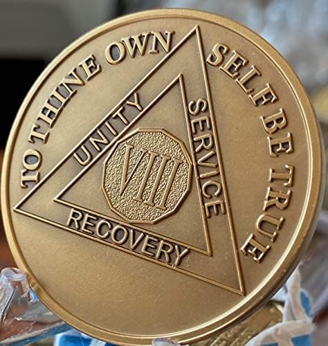 8-годишният медальон AA RecoveryChip, голям 1,5 тежък бронзов медальон трезвост премиум-клас
