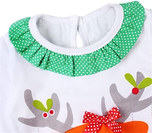 Подаръчен комплект за бебета, костюм от две части за малки момичета, Тениска с Елени, Поздравления За Малки момичета (Бял, 4-5 години)