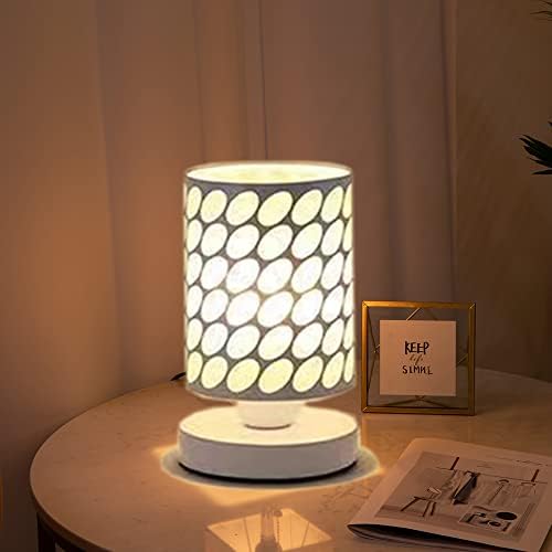 Нощна настолна лампа-Нощна лампа с 3 цветови температури -Малка настолна лампа с метална абажуром, Лампи за спални, хол, офис, Модерна настолна лампа с черна метална