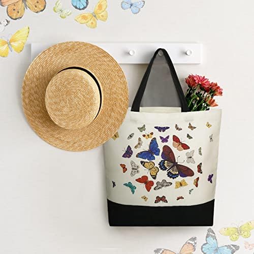 Скъпа Холщовая чанта-тоут с пеперуда за жени, е най-Забавната Козметична Чанта-Тоут, Холщовые козметични чанти за грим