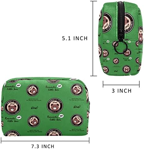 TBOUOBT козметични чанти за Жени, Косметичка За Пътуване, Органайзер за Тоалетни Принадлежности, зелен мечка